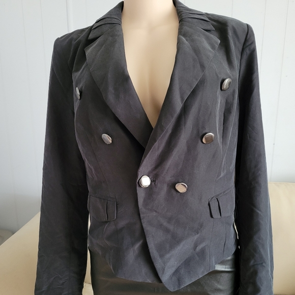 GUESS JET BLACK JACKET SIZE 10 - Picture 6 of 15